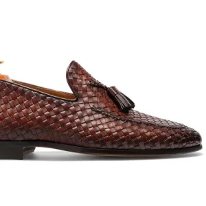 7 CM / 2.76 Inches - CMR CHAMARIPA Men's Elevator Shoes Brown Hand-Woven Leather Tassel Loafers High Heel Dress Shoes