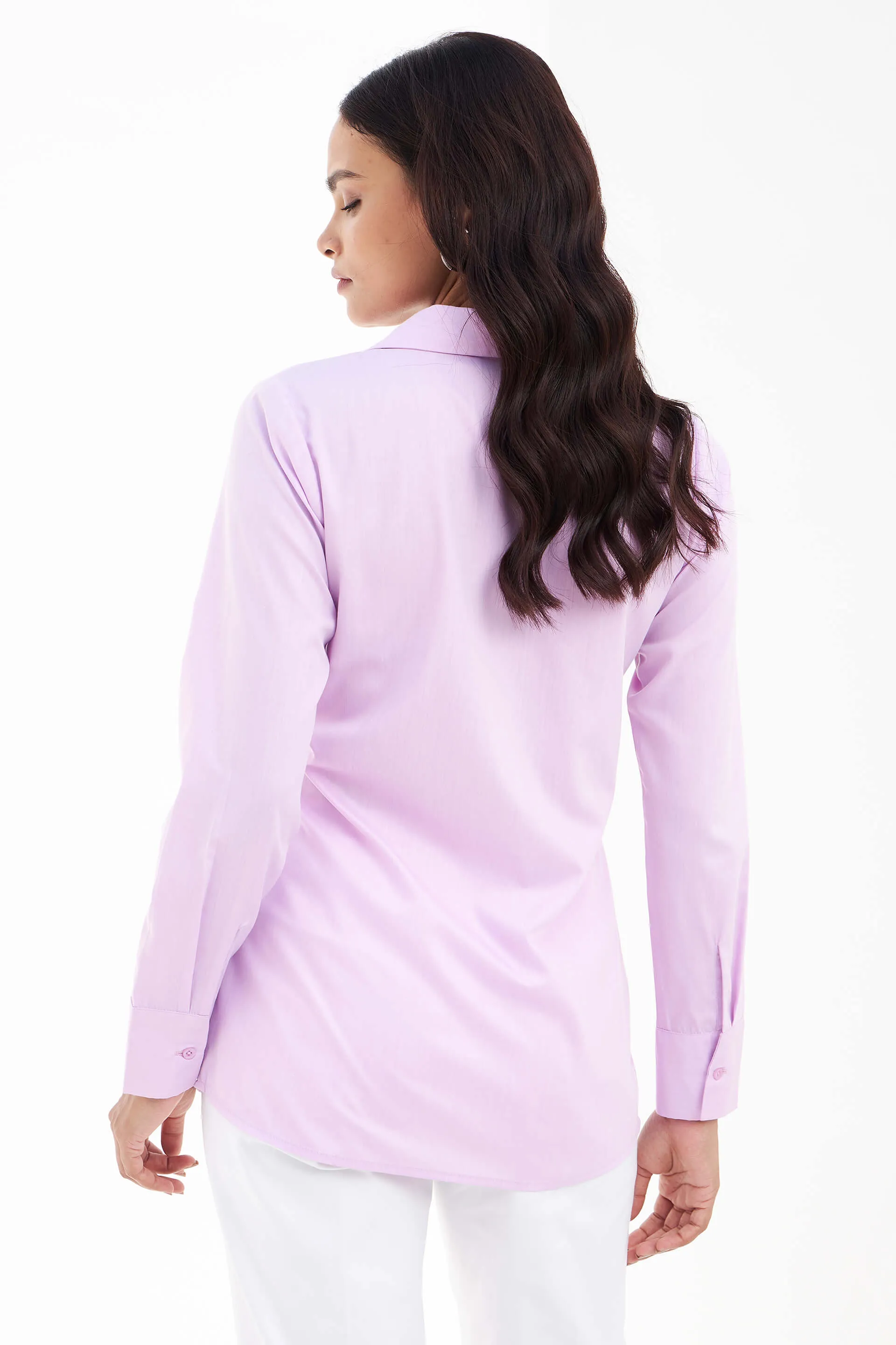 Allure-Lilac Collared Long Top - Lilac