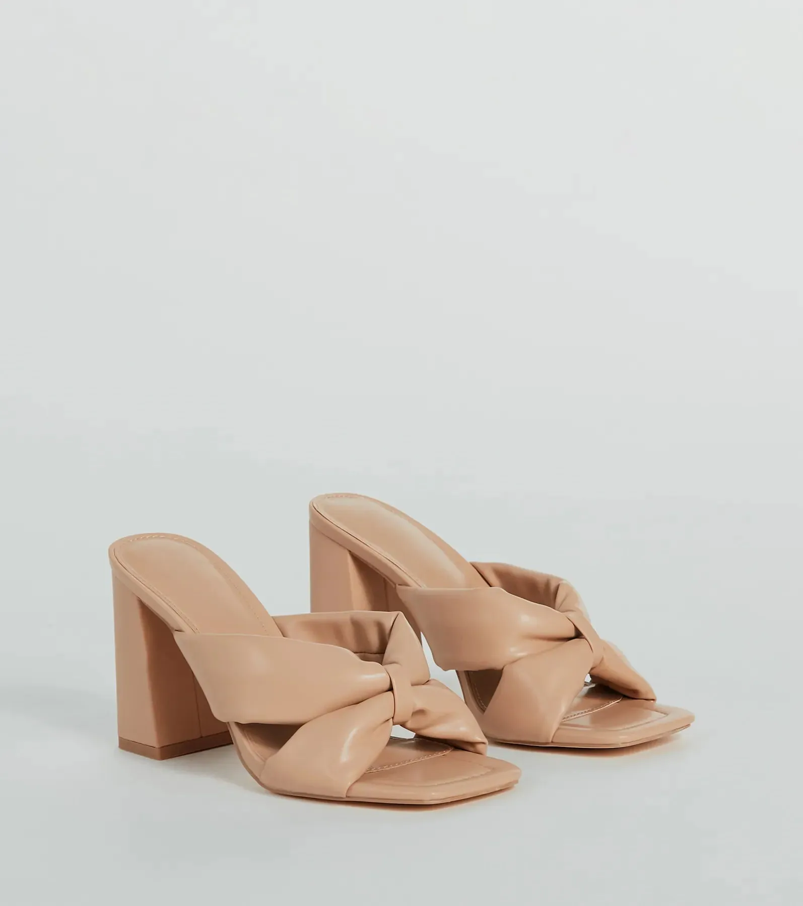 Always Chic Puffy Strap Faux Leather Mules