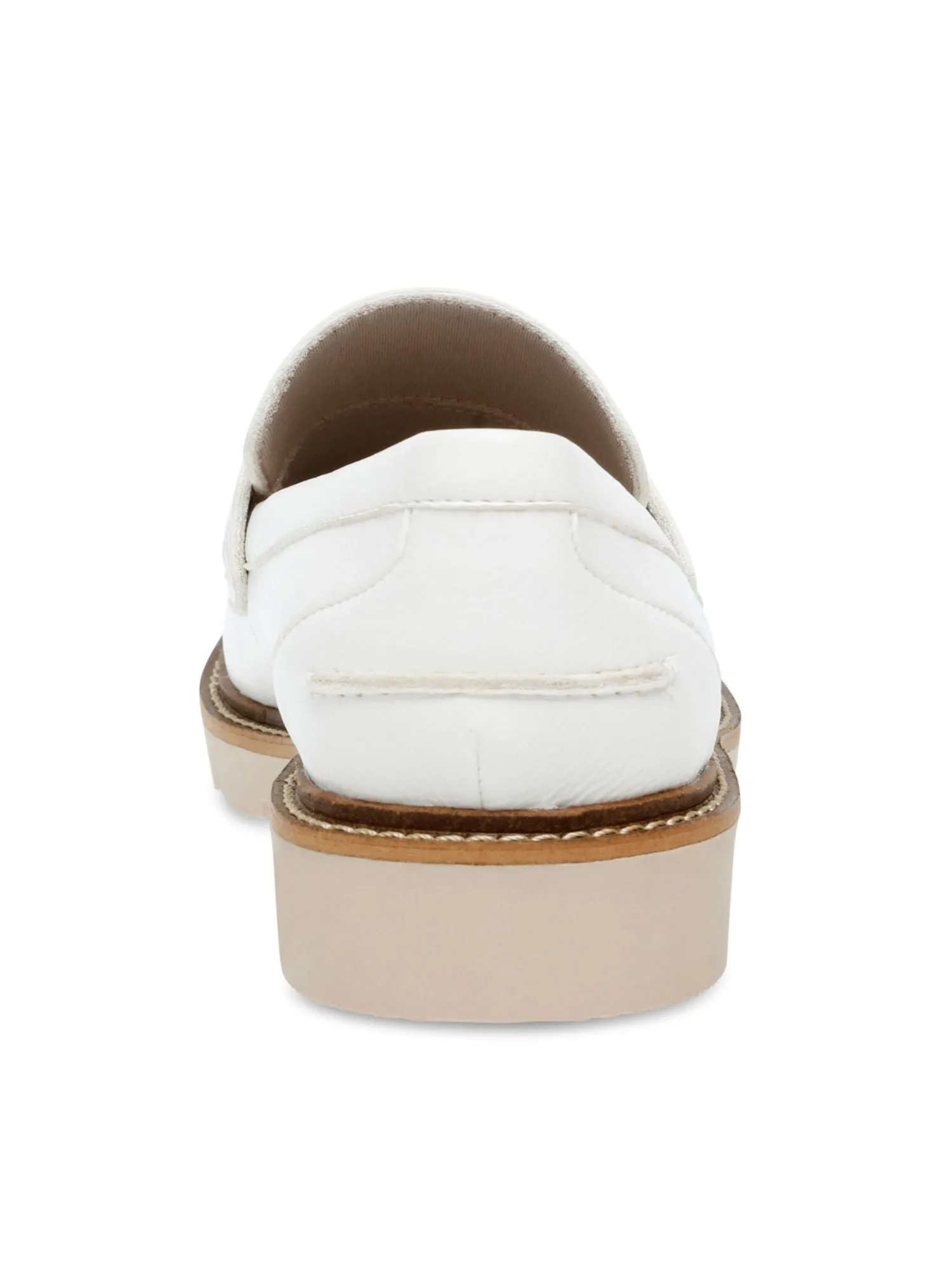 ANNE KLEIN Womens White Penny Strap Lug Sole Comfort Elia Round Toe Block Heel Slip On Loafers Shoes M