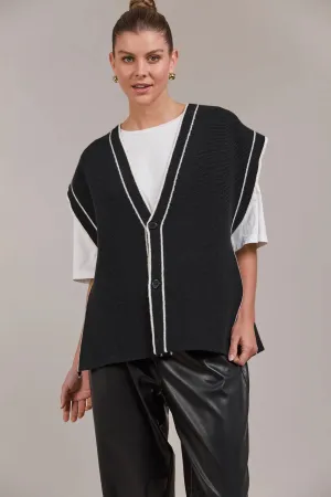 AVINO KNIT VEST - BLACK