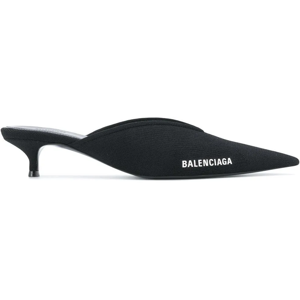 Balenciaga Logo Knife Kitten Heels Mule - Size 6