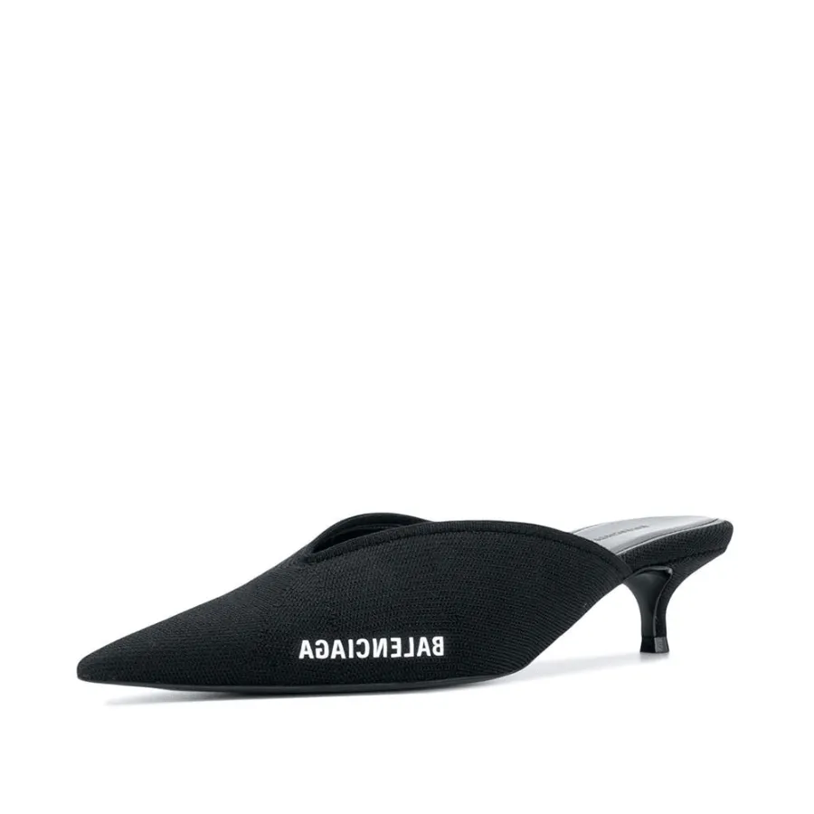 Balenciaga Logo Knife Kitten Heels Mule - Size 6
