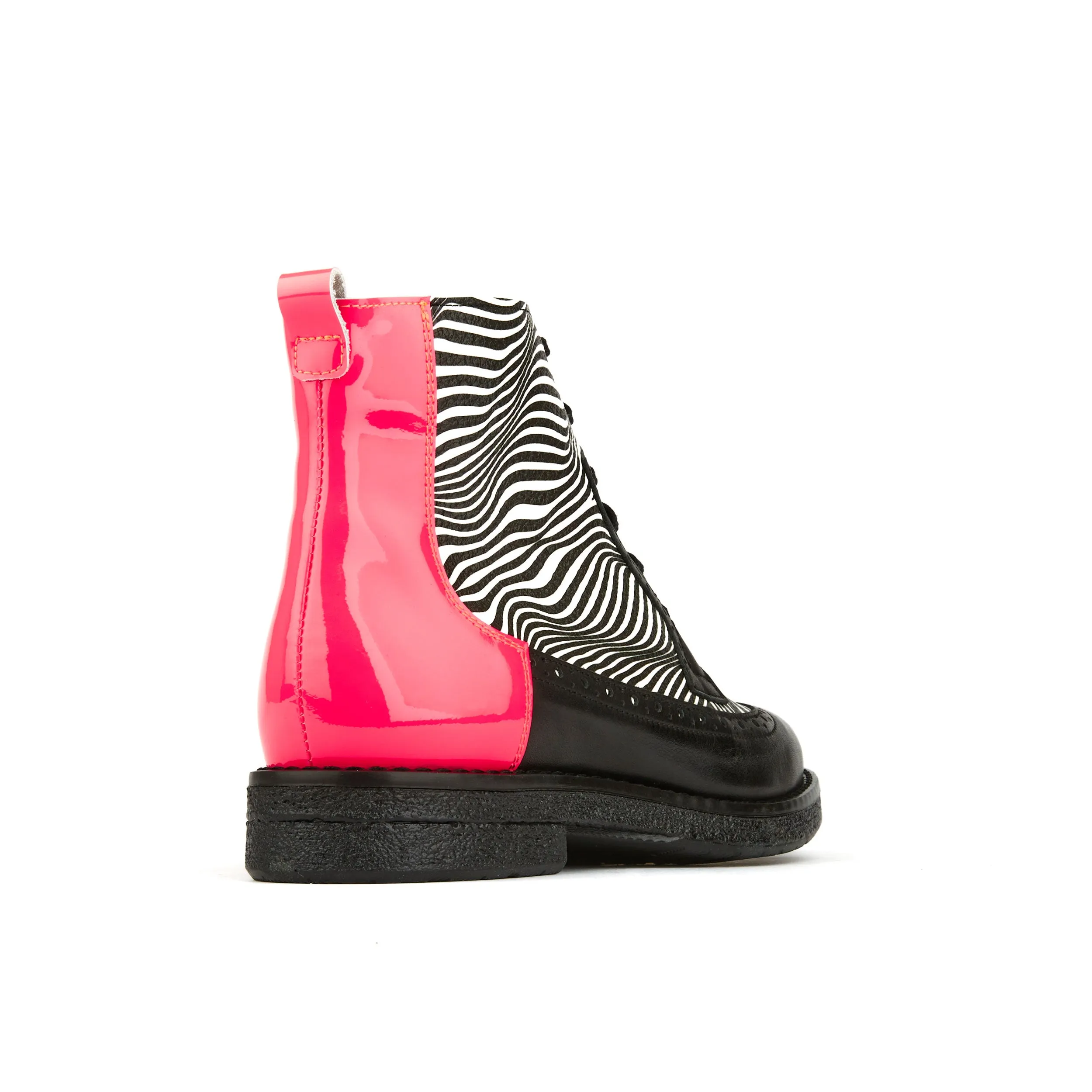Hatter - Optical Zebra - Women's Italian leather higher ankle boot with rubber sole