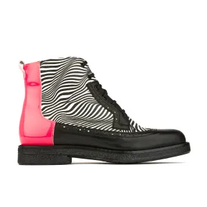 Hatter - Optical Zebra - Women's Italian leather higher ankle boot with rubber sole
