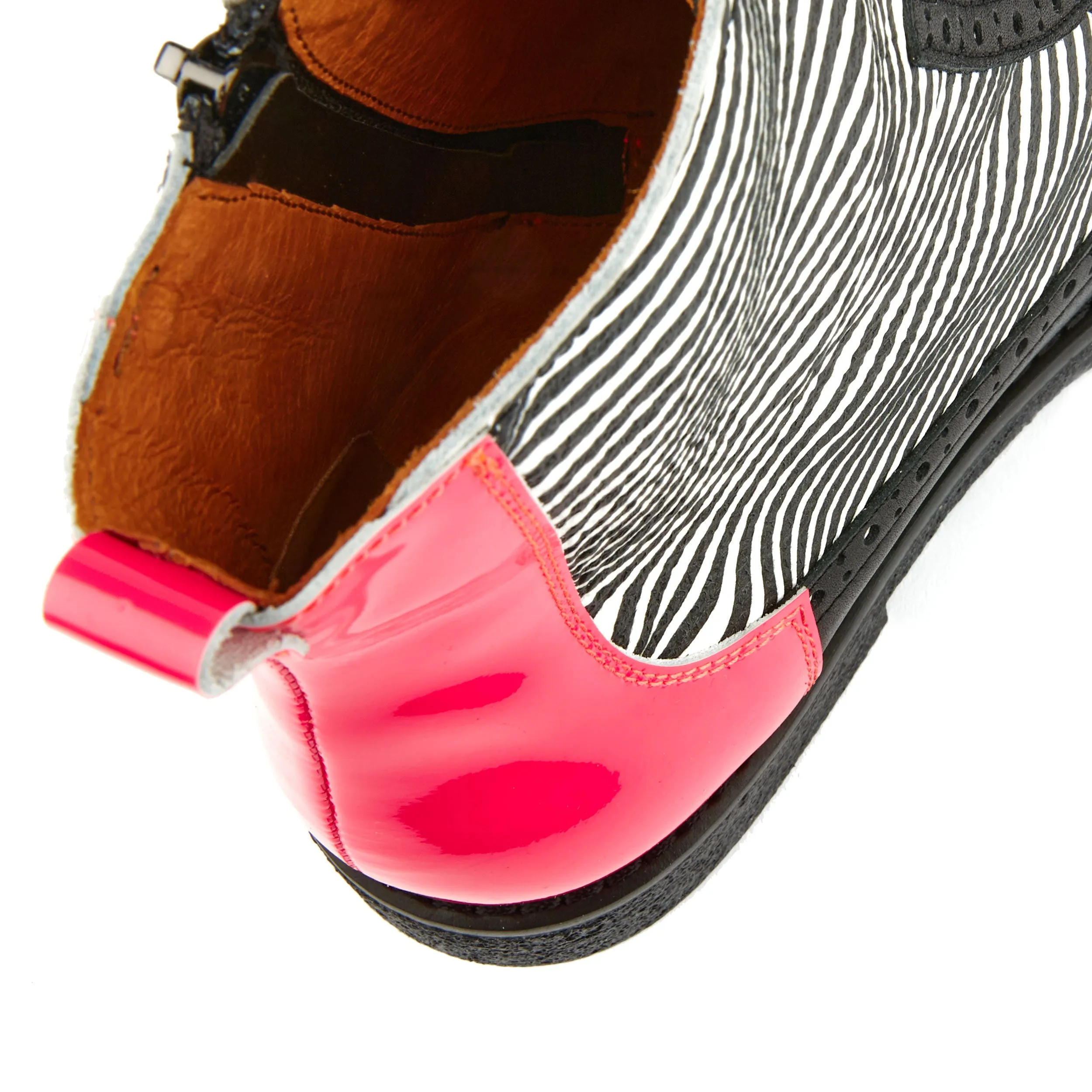 Hatter - Optical Zebra - Women's Italian leather higher ankle boot with rubber sole