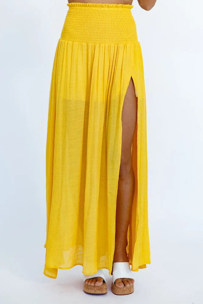 HELLO MOLLY Stay Fun Maxi Skirt Mustard
