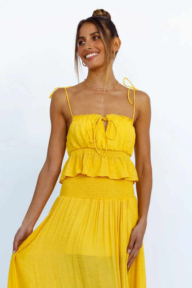 HELLO MOLLY Stay Fun Maxi Skirt Mustard