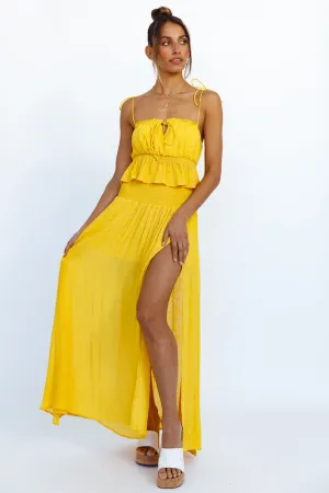 HELLO MOLLY Stay Fun Maxi Skirt Mustard