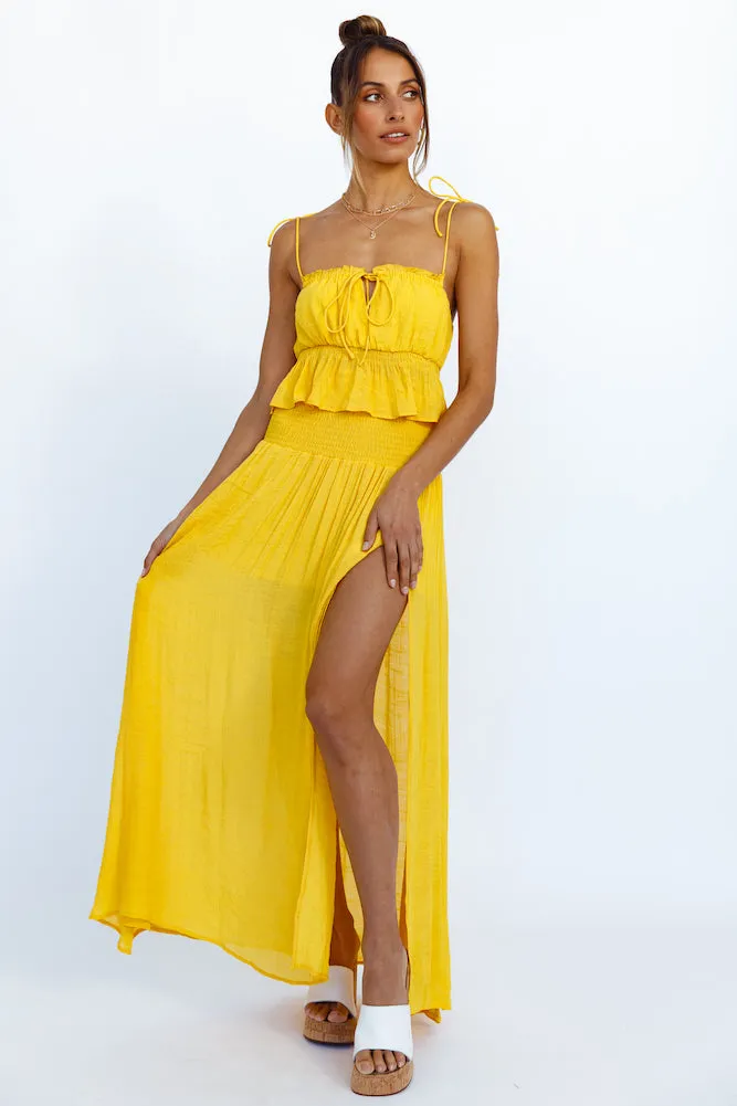 HELLO MOLLY Stay Fun Maxi Skirt Mustard