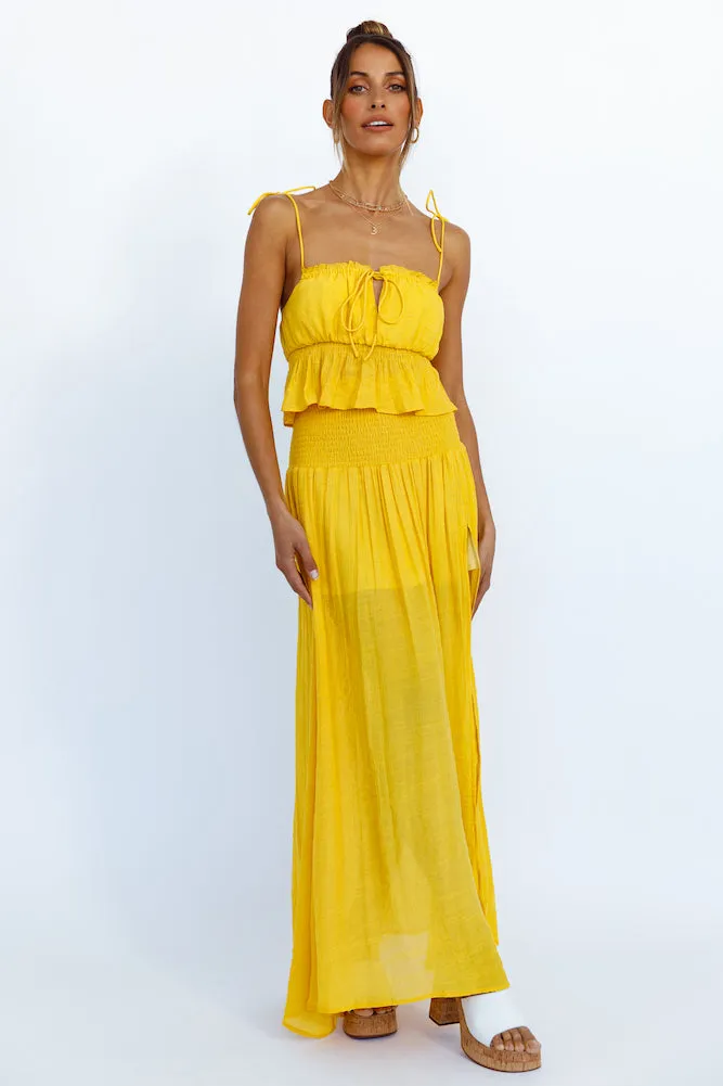 HELLO MOLLY Stay Fun Maxi Skirt Mustard