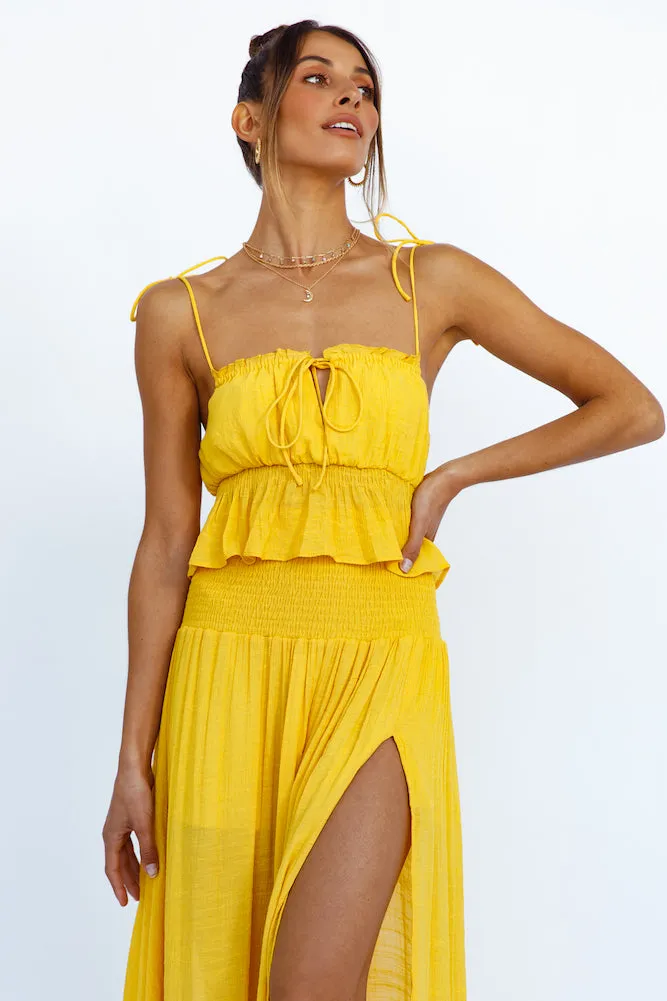 HELLO MOLLY Stay Fun Maxi Skirt Mustard