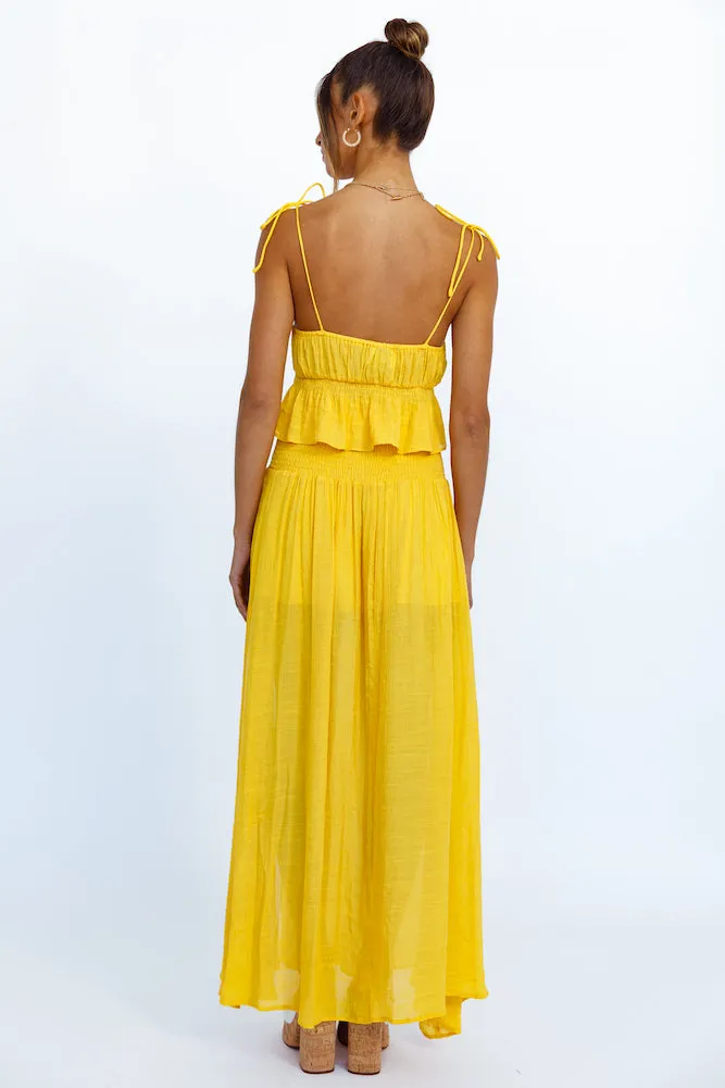 HELLO MOLLY Stay Fun Maxi Skirt Mustard