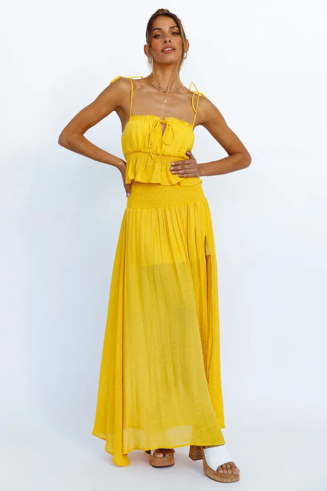 HELLO MOLLY Stay Fun Maxi Skirt Mustard