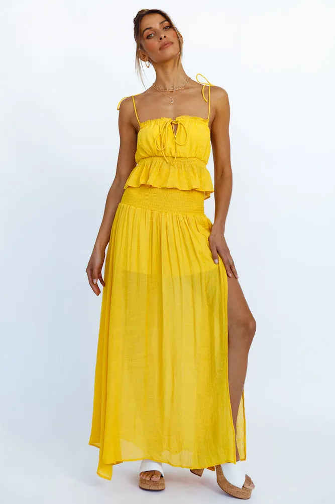 HELLO MOLLY Stay Fun Maxi Skirt Mustard