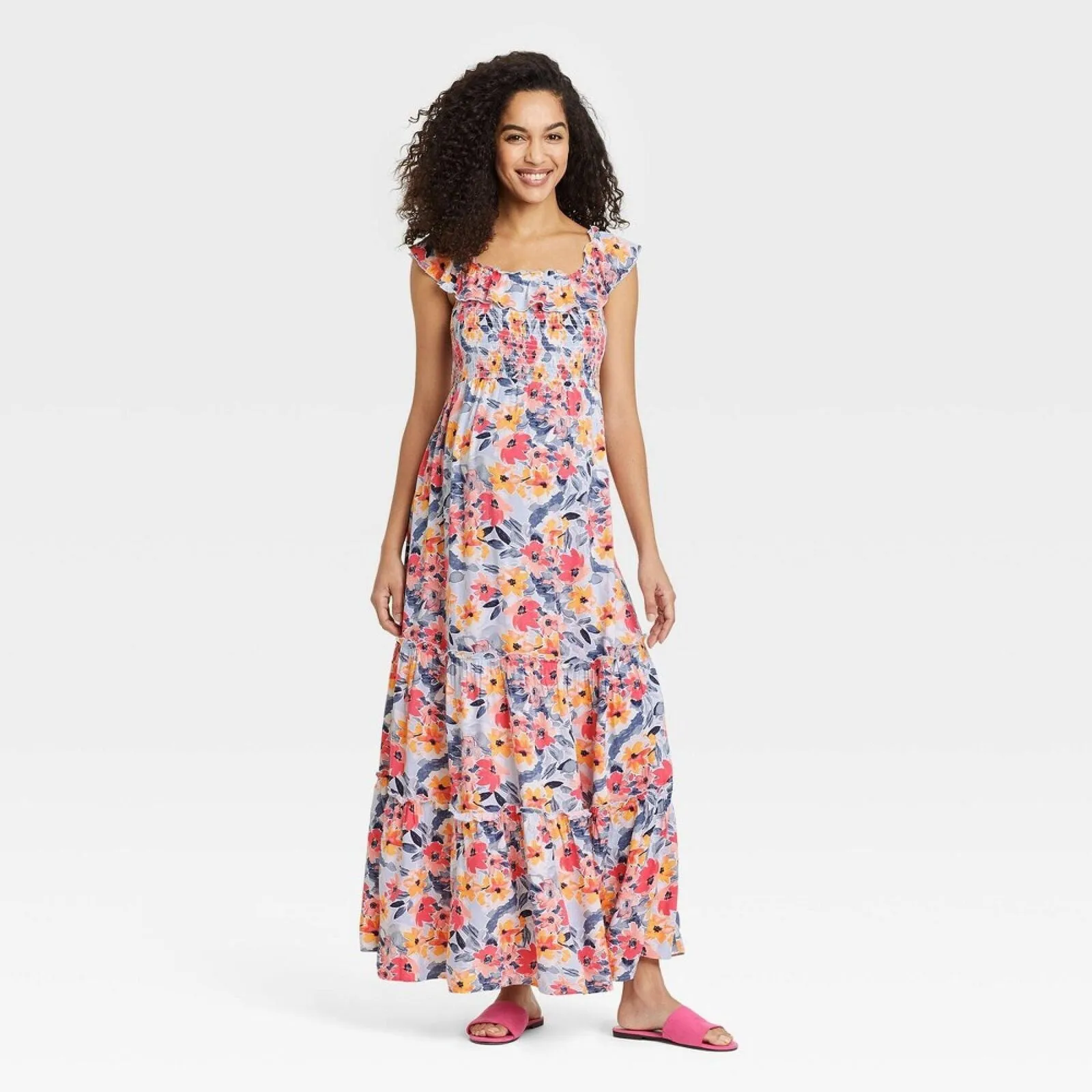 Isabel Maternity By Ingrid & Isabel Ruffle Short Sleeve Smocked Maternity Dress