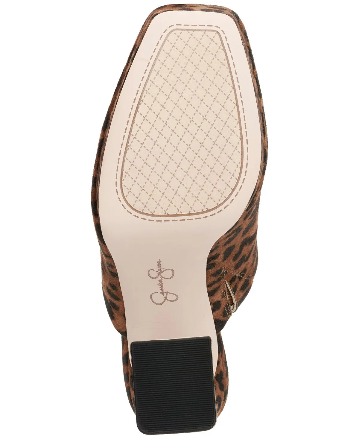 Jessica Simpson Denima Natural Block Heel Slip On Squared Toe Heeled Sandals