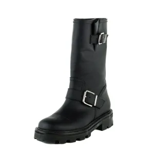 Jimmy Choo Black Matte Rubberised Leather Biker II Boots Size US 6 | EU 36