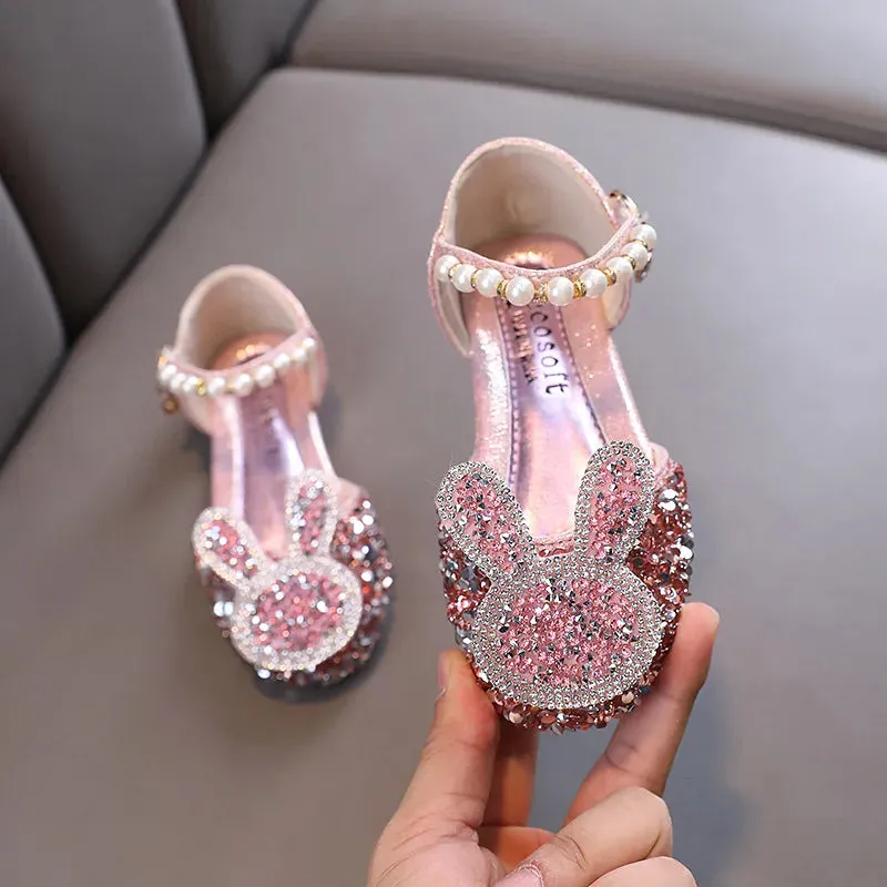 Kids Lace Bow Sandals Cute Girls Colorful Rhinestone Sandals Children's Princess Party Sandals - YGSD50615