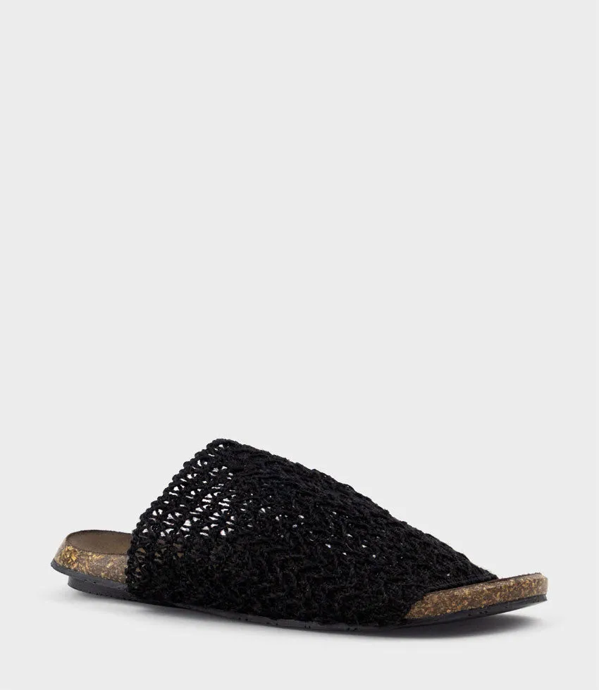 KYNDRA Textured Slide on Footbed in Black