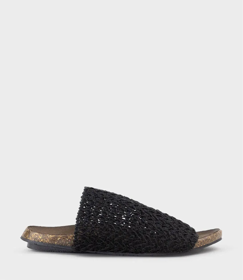KYNDRA Textured Slide on Footbed in Black