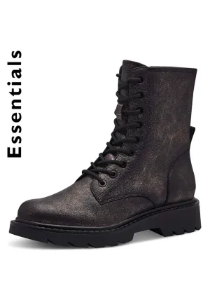 Lace Up Flat Boot - Bronce