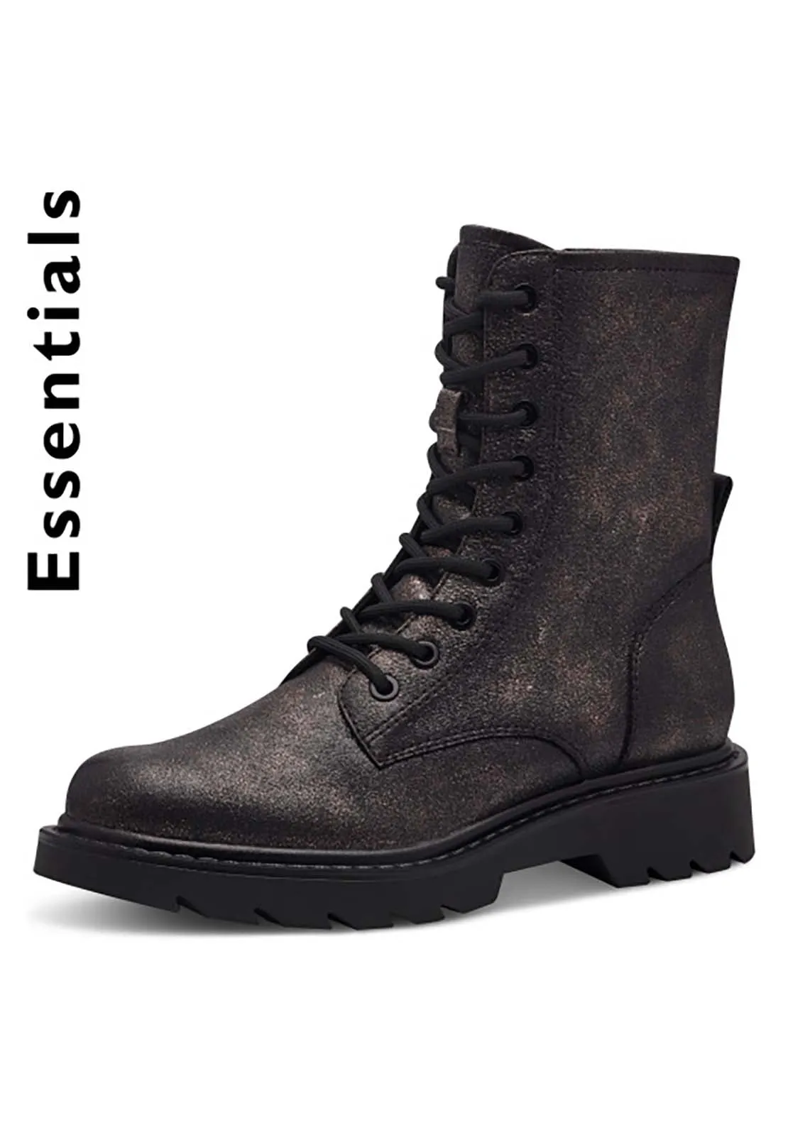 Lace Up Flat Boot - Bronce