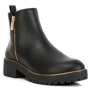 Metallic Frame Block Heel Boots