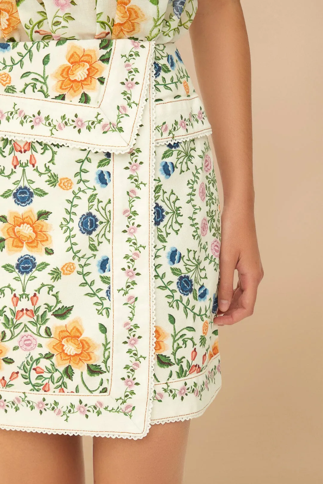 Off White Folk Floral Mini Skirt