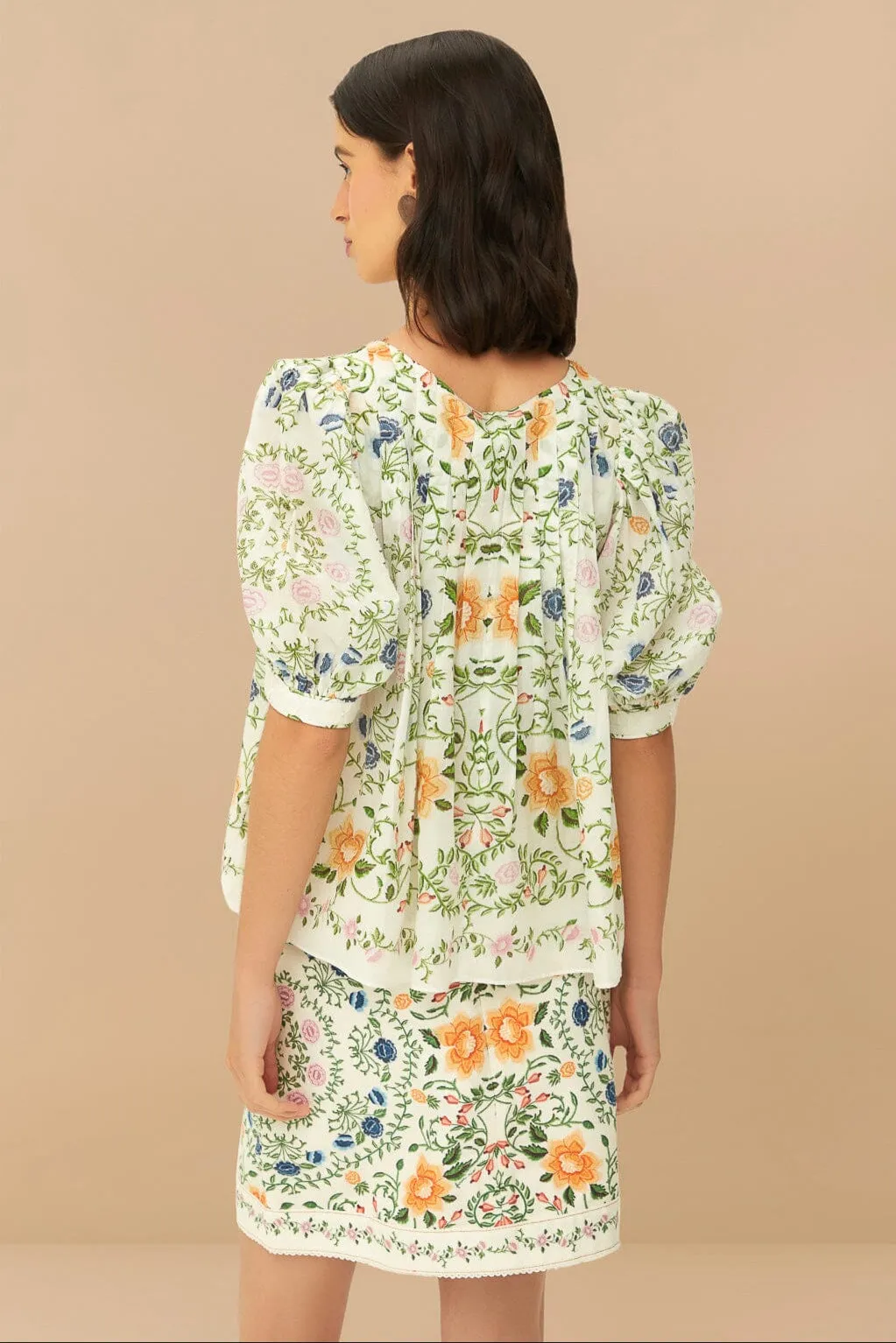 Off White Folk Floral Mini Skirt