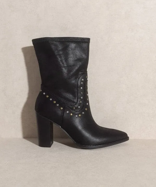 Paris Awaits Studded Boots - Black or White