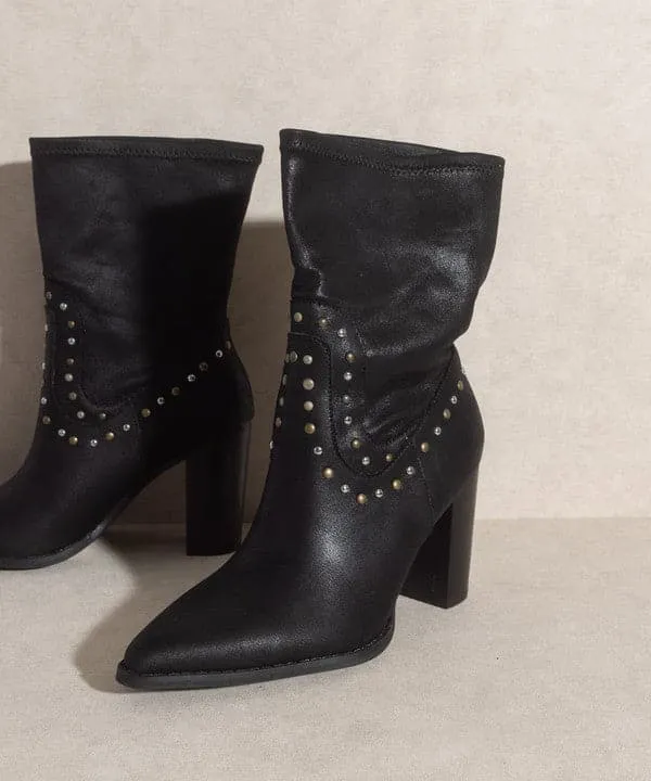Paris Awaits Studded Boots - Black or White