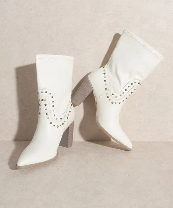 Paris Awaits Studded Boots - Black or White