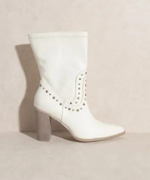 Paris Awaits Studded Boots - Black or White