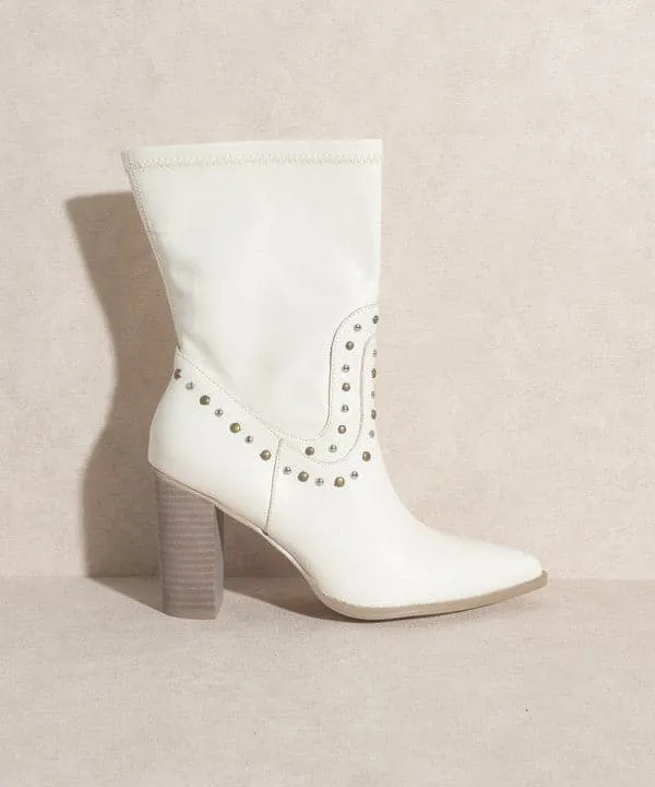 Paris Awaits Studded Boots - Black or White
