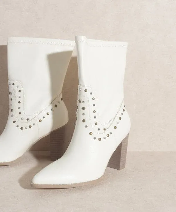 Paris Awaits Studded Boots - Black or White