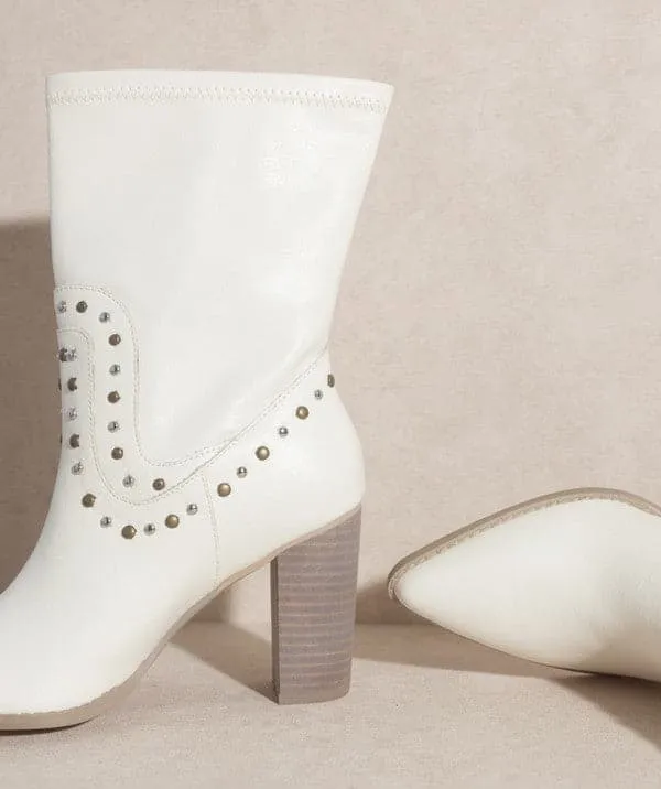 Paris Awaits Studded Boots - Black or White