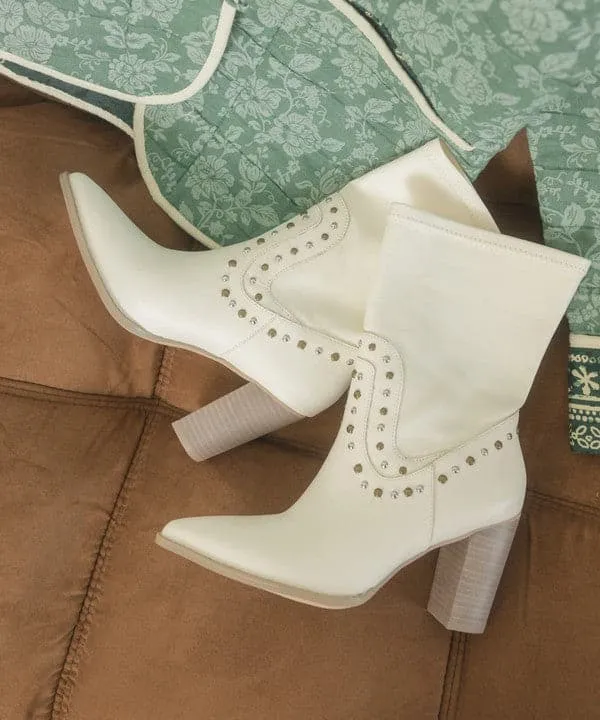 Paris Awaits Studded Boots - Black or White