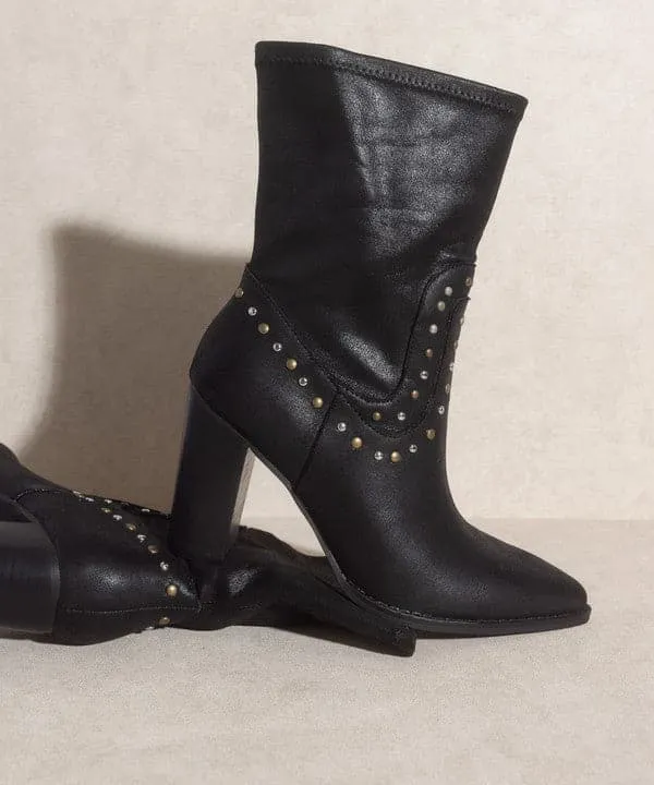 Paris Awaits Studded Boots - Black or White