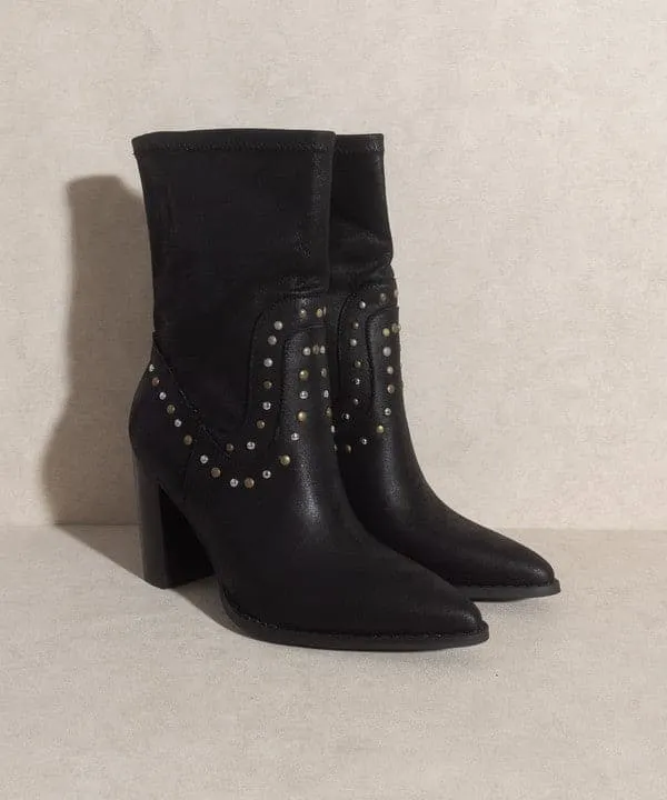 Paris Awaits Studded Boots - Black or White