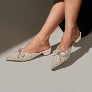 Pearly White Mule Heels