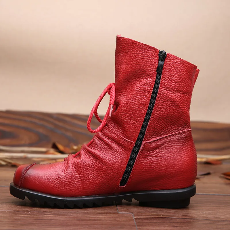 Rumour Has It | Lace-Up Ruched Leather Ankle Boots