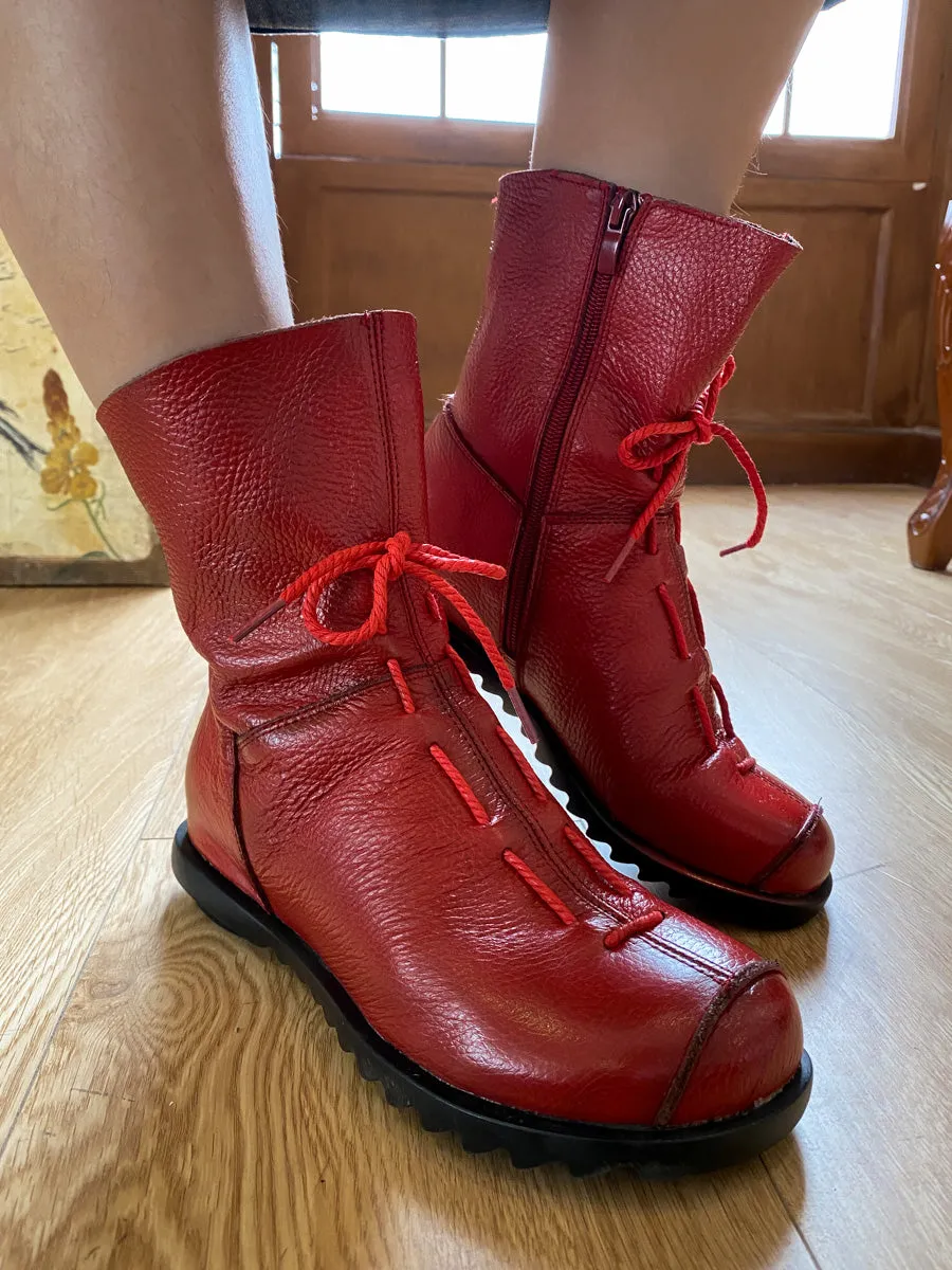 Rumour Has It | Lace-Up Ruched Leather Ankle Boots