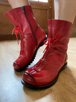 Rumour Has It | Lace-Up Ruched Leather Ankle Boots