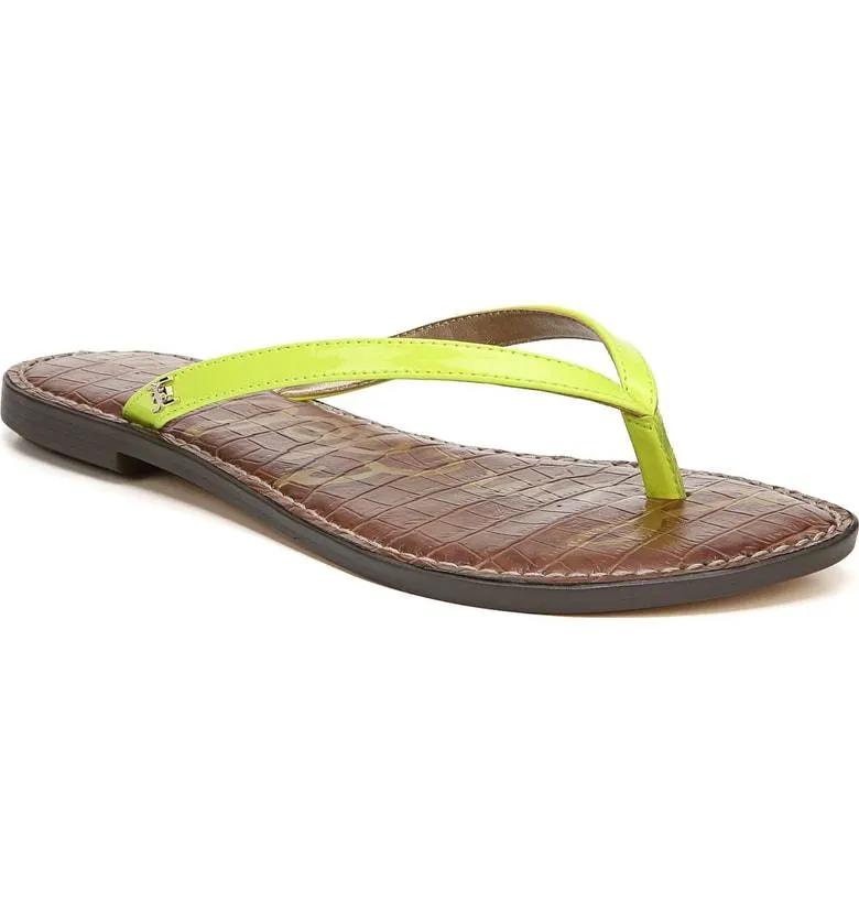 Sam Edelman Gracie Thong Slip On Slide Flat Sandals NEON YELLOW (11, NEON YELLOW)