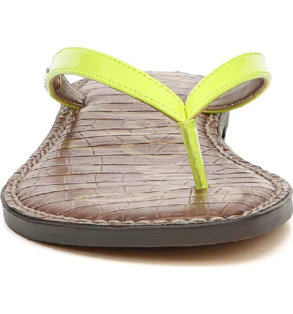 Sam Edelman Gracie Thong Slip On Slide Flat Sandals NEON YELLOW (11, NEON YELLOW)