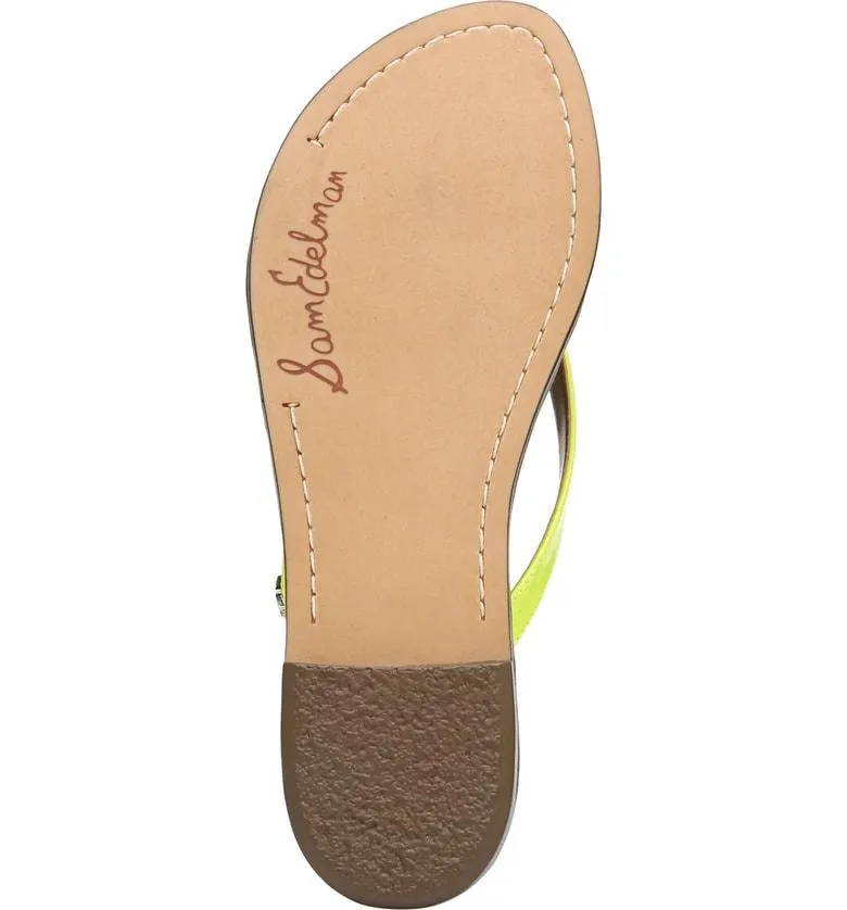 Sam Edelman Gracie Thong Slip On Slide Flat Sandals NEON YELLOW (11, NEON YELLOW)