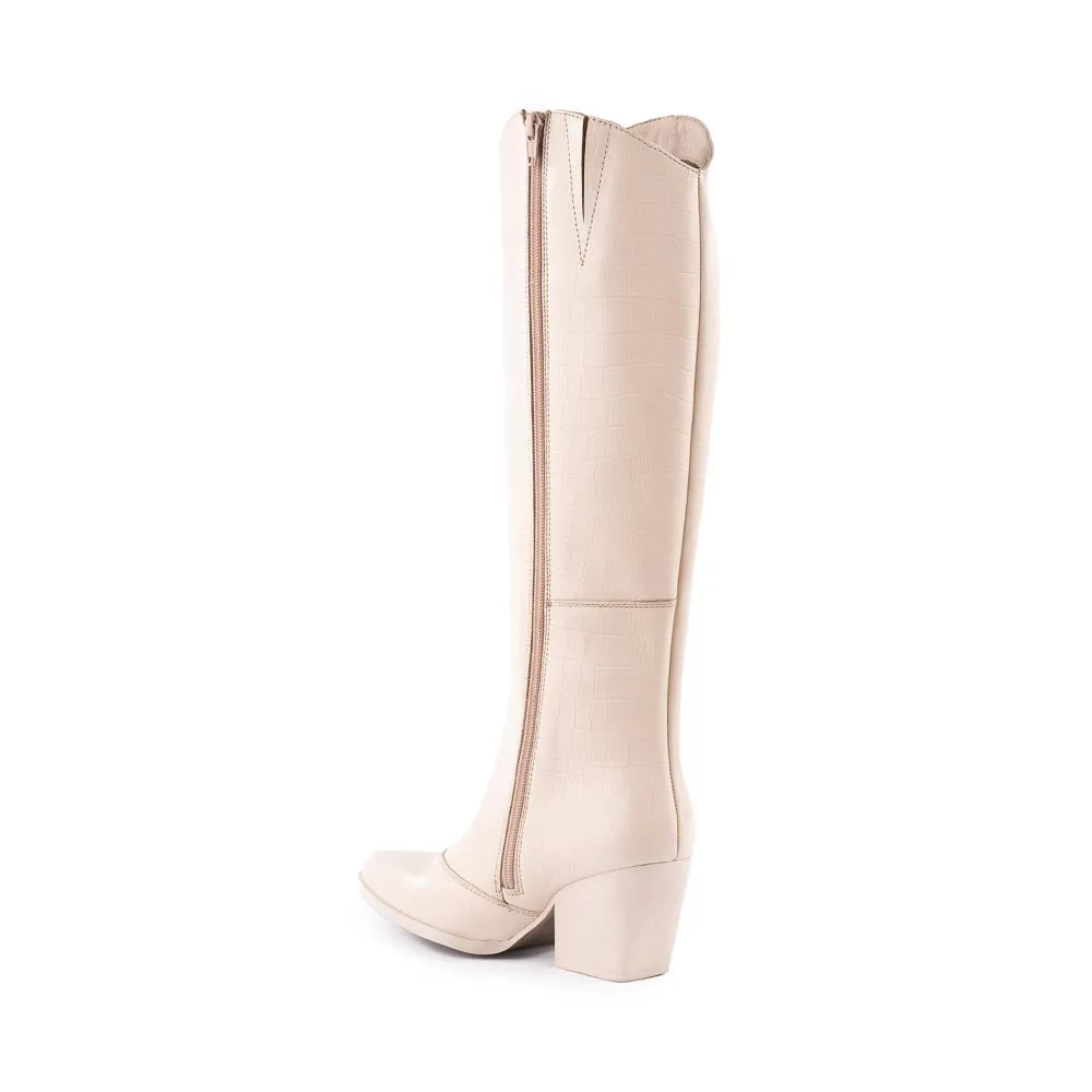 Seychelles Begging You Tall Boot in Cream Coco Leather
