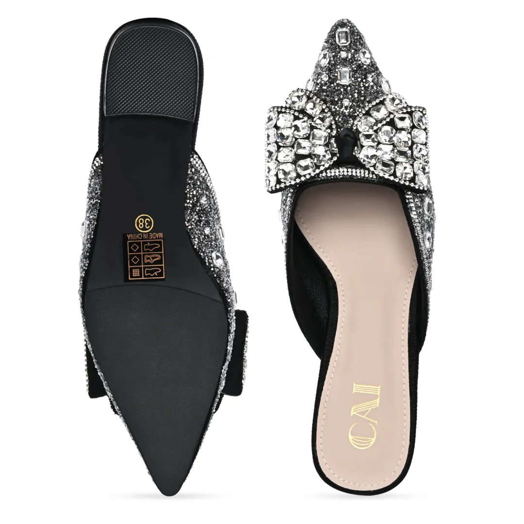 Sparkly Black Mule Heels