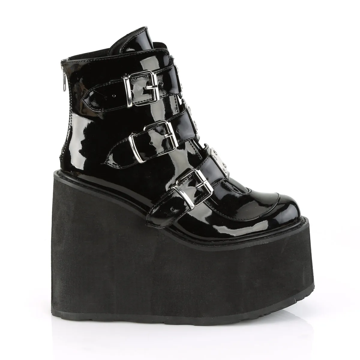 SWING-105 DemoniaCult Black Patent Sexy Women's Ankle Boots (Alternative Footwear)